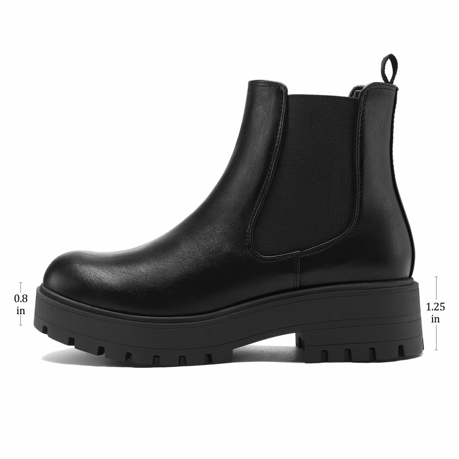 Women my soft Casual Boots | Chunky Heel Lug Sole Platform Chelsea Boots