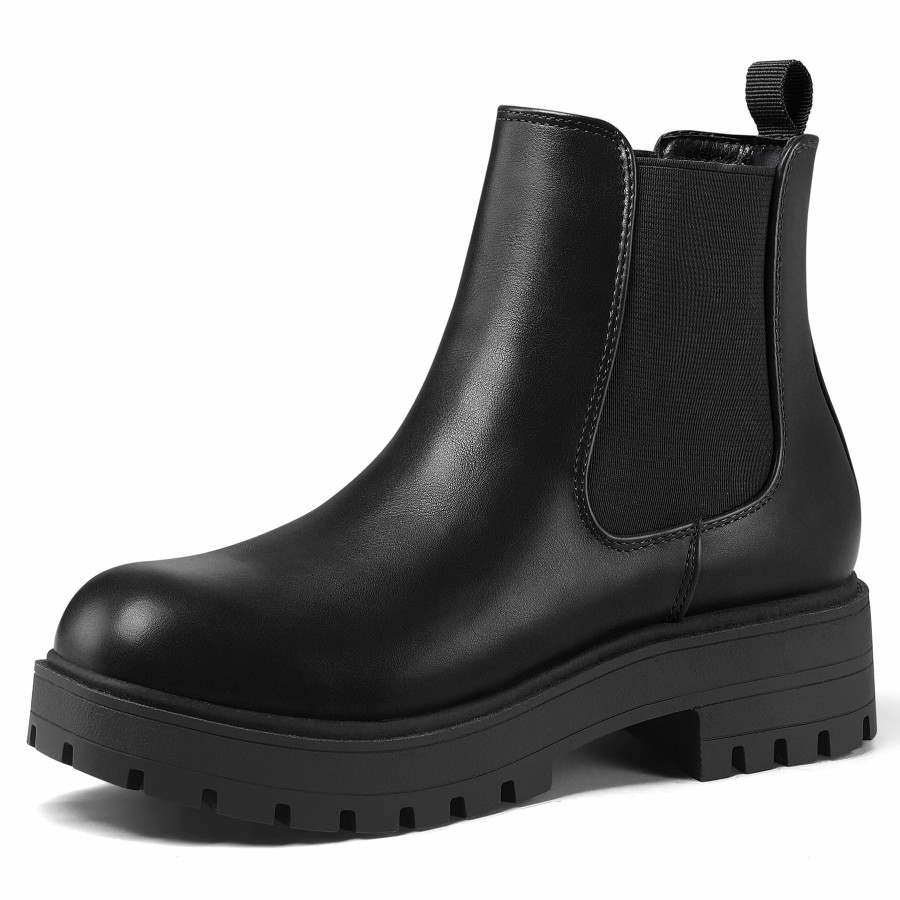 Women my soft Casual Boots | Chunky Heel Lug Sole Platform Chelsea Boots