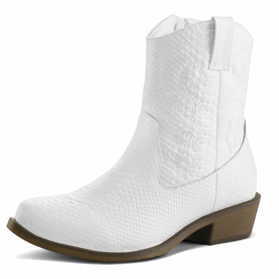 Women my soft Cowboy & Cowgirl Boots | Fashion Low Heel Western Cowgirl White Boots