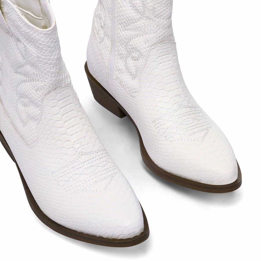 Women my soft Cowboy & Cowgirl Boots | Fashion Low Heel Western Cowgirl White Boots