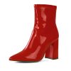 Women my soft Heeled Boots | Patent Leather Pointed Toe Block Heel Boots