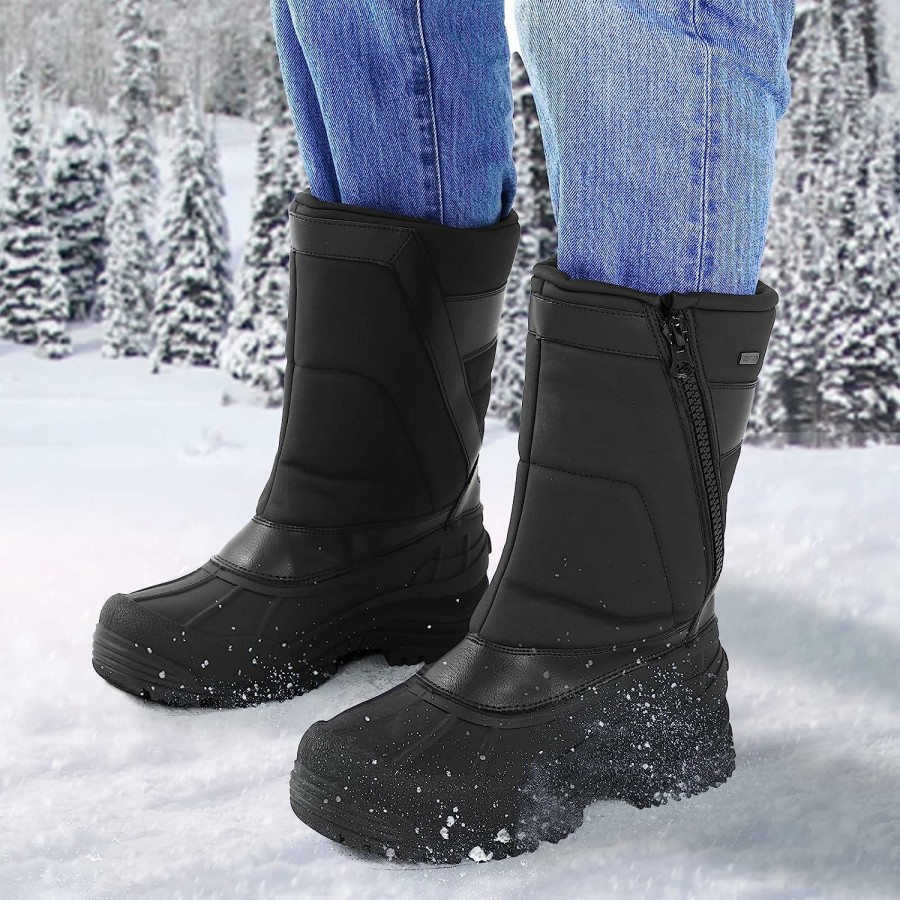 Men my soft | Fur Lined Thinsulate Insulation Waterproof Snow Boots Black