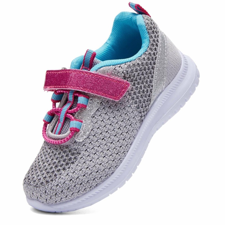 Kids my soft | Pink Velcro Lightweight Breathable Gray Tennis Sneakers