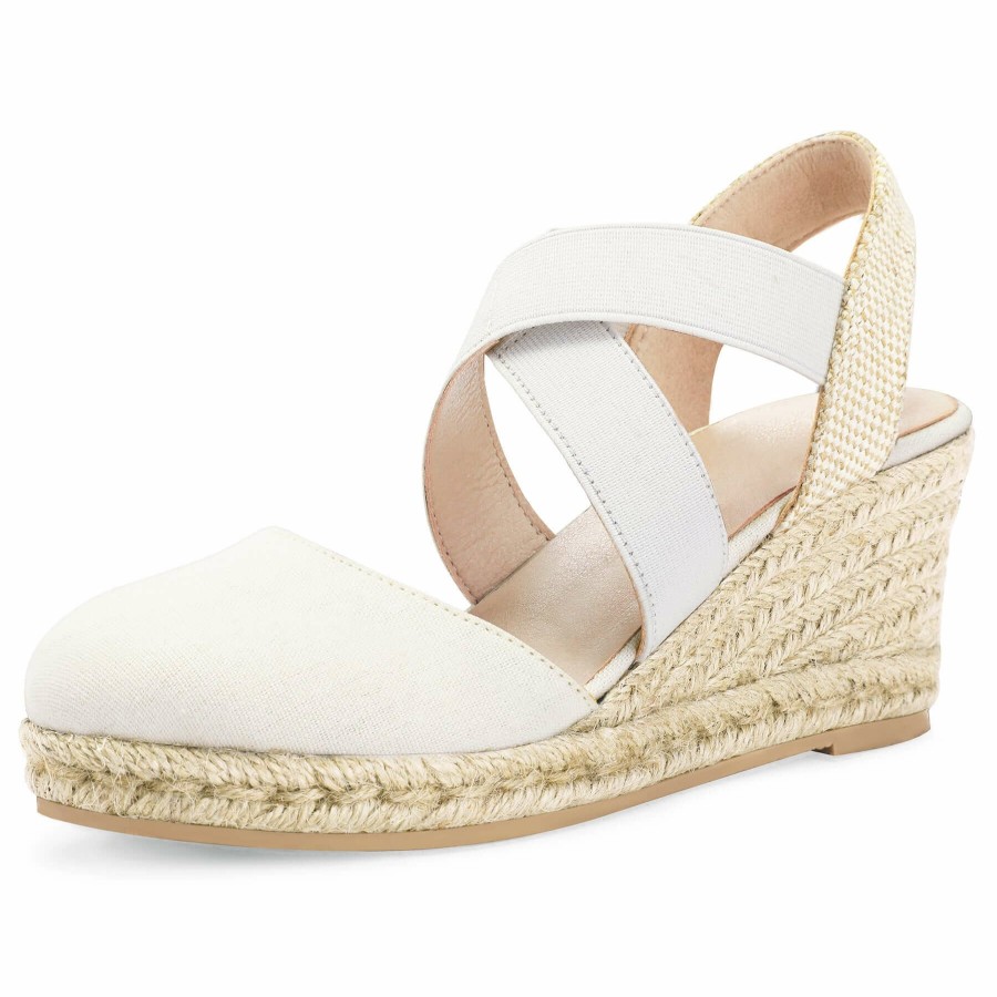 Women my soft Wedge Sandals | Elastic Crossed Grass Weave Wedge Sandals