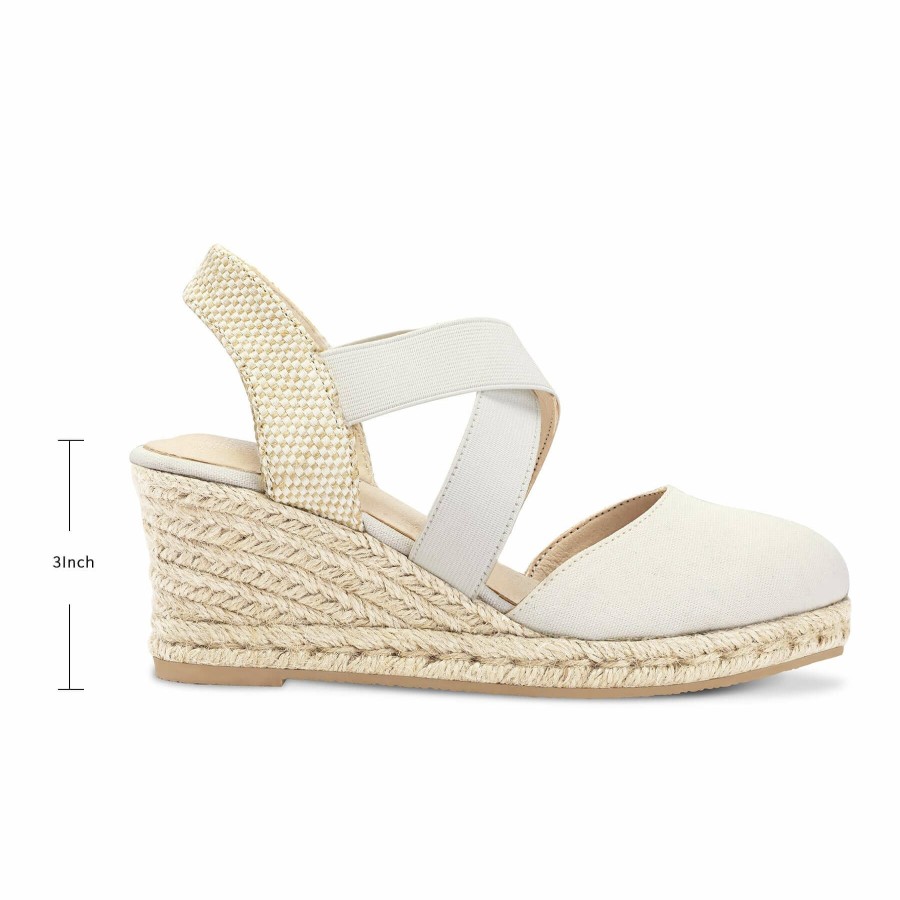 Women my soft Wedge Sandals | Elastic Crossed Grass Weave Wedge Sandals