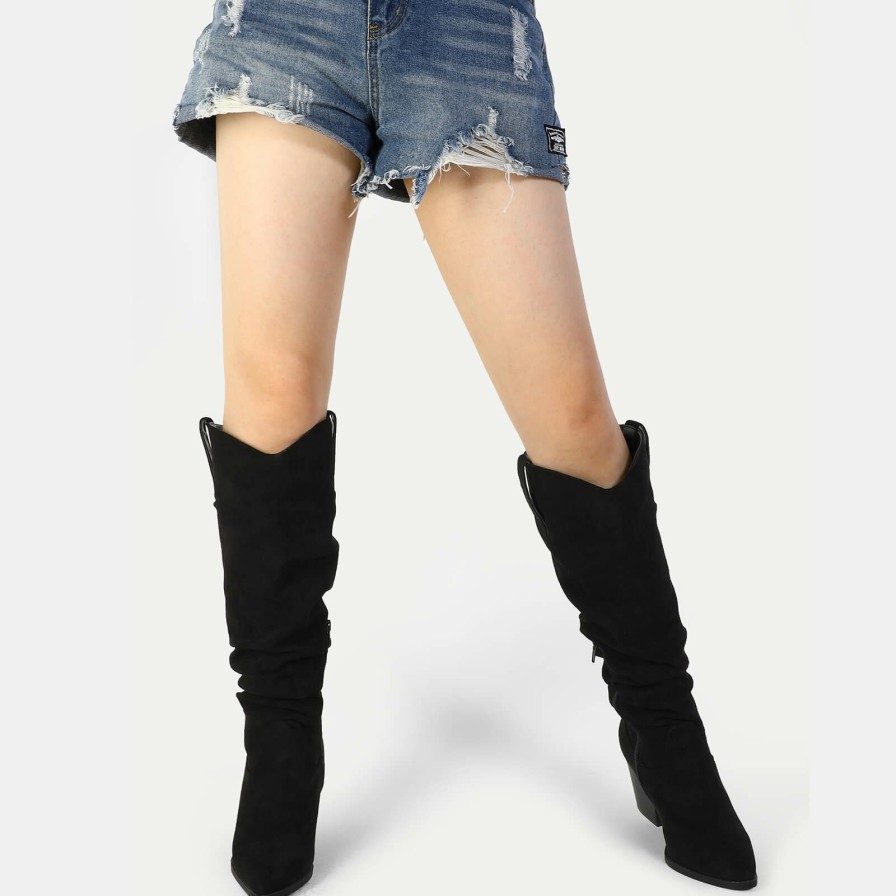 Women my soft Heeled Boots | Micro Suede Track Knee High Boots