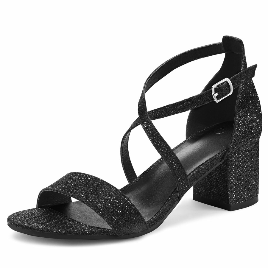 Women my soft Dress Heels | Glitter Simple Fashion Square Heel Sandals