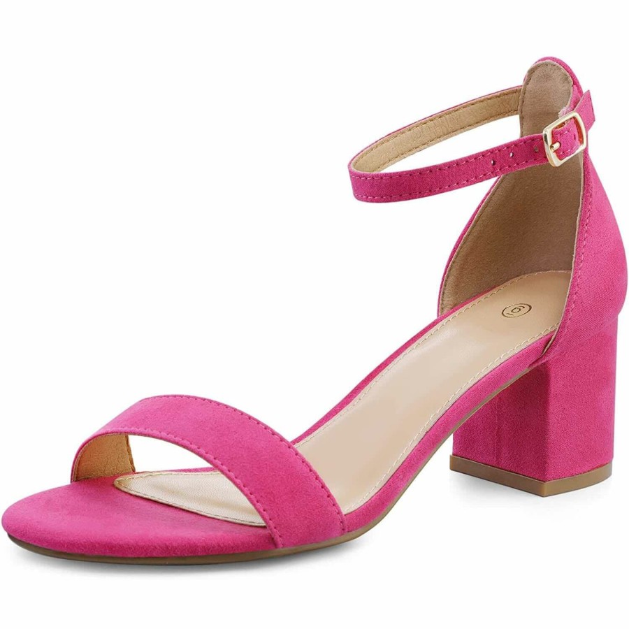 Women my soft Dress Heels | Bright Ankle Strap Round Toe Low Heel Sandals