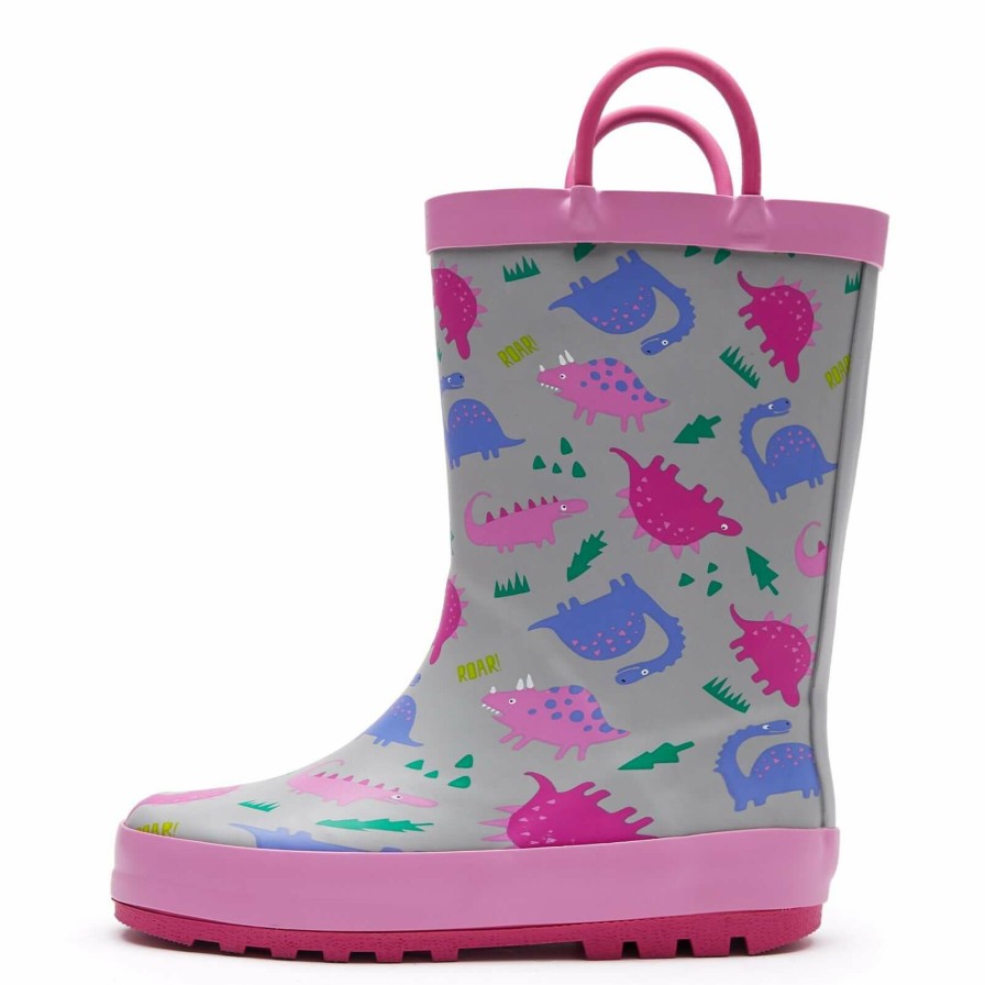 Kids my soft | Colorful Dinosaur Waterproof Gray Kids Rain Boots