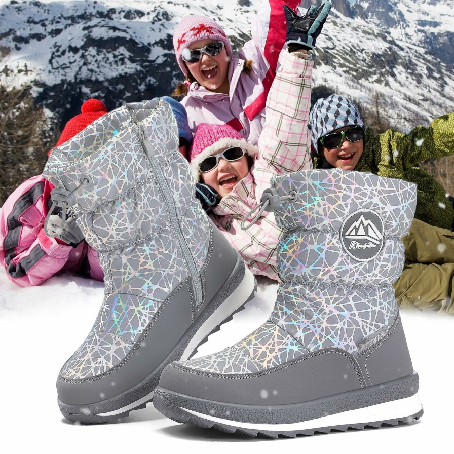 Kids my soft | Gray Laser Line Side Zip Kids Rain Boots